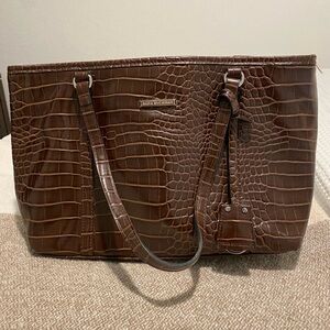 Dana Buchman Chocolate Crocodile-Embossed Tote